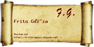 Frits Géza névjegykártya